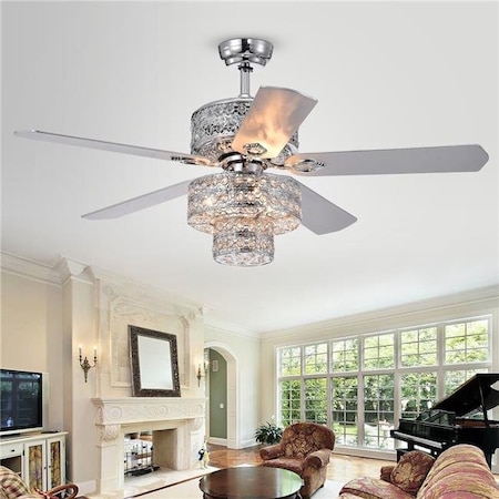 Warehouse Of Tiffany CFL-8354REMO-CH 52 In. Empire Indoor Remote Controlled Ceiling Fan With Light Kit; Chrome